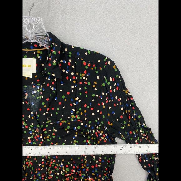 Antrophology Maeve Button Down Women’s 4 Black Wynwood Confetti Polka Dot Blouse - Picture 3 of 9